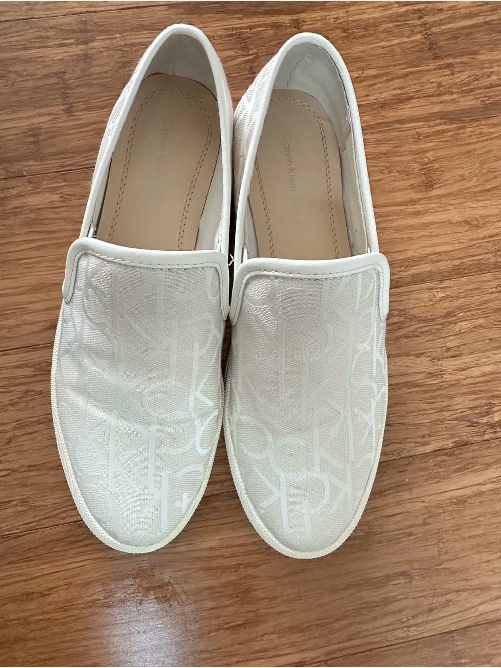 Calvin Klein Off-White Logo Slip-On Sneakers - Picture 2 of 8